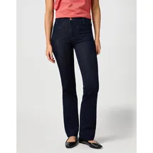 Wrangler Bootcut-Jeans "Flare", Damen, Gr. 31, Länge 34, blau (soft_moonlight), Denim/Jeans, Obermaterial: 70% Baumwolle, 29% Polyester, 1% Elasthan, ausgestellt lang, Jeans, im Retro-Design mit ausgestelltem Bein