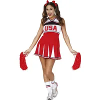 FIESTAS GUIRCA | Cheerleader Kostüm für Erwachsene (38-40/M) - Sportliches Kleid - Cheerleader Kostüme für Halloween, Karneval und Kostümpartys - Ideal für Erwachsene - Rot und Weiß