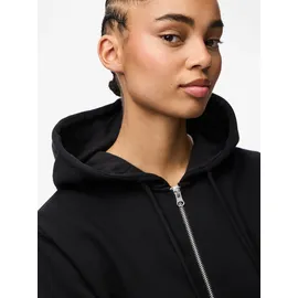 Pieces Kapuzensweatshirt "PCCHILLI LS ZIP HOODIE NOOS BC", Damen, Gr. XS, schwarz, Sweatware, Obermaterial: 60% Baumwolle, 40% Polyester, unifarben, regular fit normal, ohne Ausschnitt, Rippbündchen, Sweatshirts