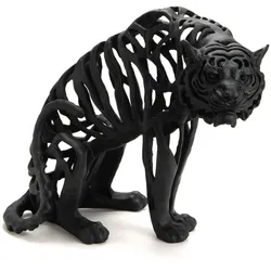 Sitzender Tiger Savanne mattschwarz - Amadeus Harz 40x24 cm