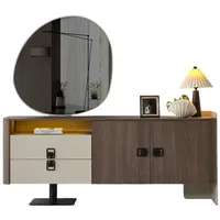 JV Möbel Konsole mit Spiegel aus Holz in Braun modern eleganter Stil