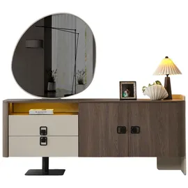 JV Möbel Konsole mit Spiegel aus Holz in Braun modern eleganter Stil