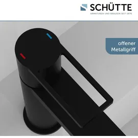 Schütte Waschtischarmatur MANHATTAN Wasserhahn Bad mit Ablaufgarnitur, Pop Up Abflussstopfen, Mischbatterie Waschbecken, Schwarz