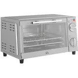 Minibackofen 9L, mit Backblech Grillrost, Mini Ofen, 100 °C-230 °C, 60 Min. Timer, 750W, Silber