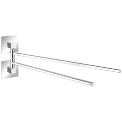 Handtuchstange WENKO "Quadro", silber (silberfarben), B:6,5cm H:14,5cm T:40cm, Edelstahl, Handtuchhalter, Handtuchhalter, Turbo-Loc