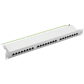 profipatch.com Patchpanel Cat.6 19 Zoll 24-Port RJ45 geschirmt Rackeinbau 1HE grau