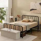 Costway Metallbett Bettgestell Für 200 X 140 Cm Matratze, Doppelbettgestell, Bettrahmen Mit Lattenrost, Stauraum Unter Dem Bett, Metall Gaestebett Plattformbett