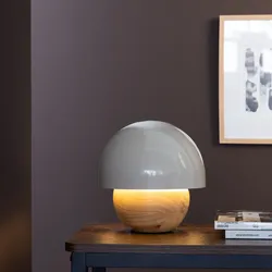 BRILLIANT Tischleuchte "Nalam", grau (holz hell, grau), Ø 20cm H: 20cm, Lampen, Pilz-Tischleuchte, Ø 20 cm, E14, Holz/Metall