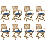 vidaXL Klappbare Gartenstühle mit Kissen 8 Stk. Massivholz Akazie