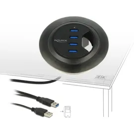 DeLock 62868 USB-Hub 4 Port USB-A USB 3.1 Gen1 5 GBit/s Schwarz 62868