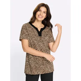 Classic Basics Longshirt CLASSIC BASICS "Longshirt", Damen, Gr. 38, cognac, schwarz, bedruckt, 100% Baumwolle, gemustert, mehrfarbig, Rundhals, Shirts Longshirt