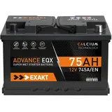 EXAKT Autobatterie 75Ah 12V Starterbatterie PKW KFZ Auto Batterie ersetzt 72Ah 74Ah 77Ah 80Ah