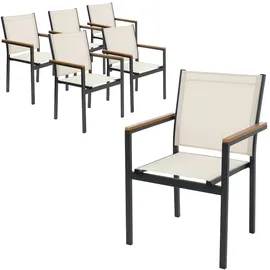 ML-Design Gartenstuhl 56 x 85,5 x 53 cm beige 6 St.