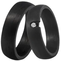 DOOSTI Trauring Schmuck Geschenk CARBON Trauring Ehering Partnerring LIEBE, wahlweise mit oder ohne Zirkonia schwarz 58