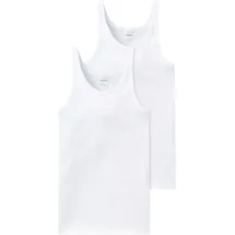 SCHIESSER Unterhemd 2er Pack - ärmellos, Cotton Essentials, Feinripp, für Herren Weiß