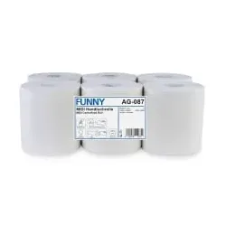 Rollenhandtuchpapier, 1-lagig, weißlich AG-087 , 1 Paket = 6 Rollen à ca. 320 Meter