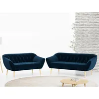 MKS MÖBEL Sofa PIRS 3 2, Set, zwei Sofas, T30-Schaum, Holzbeine, Skandinavischer Stil, Gesteppte Polsterung, Moderne Sofa Set 3 + 2 blau