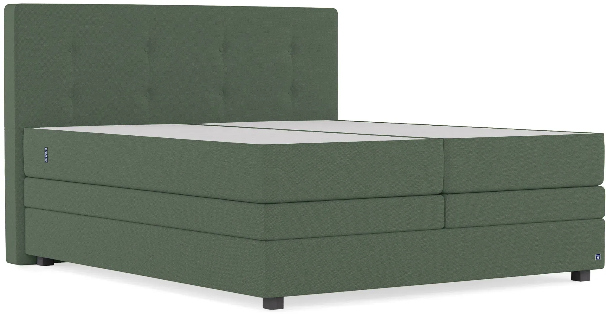 BRUNO Boxspringbett Premium mit Bettkasten 180x200cm in Grün | Matratzen-Härtegrad: Links H2 / Rechts H3 | extra viel Stauraum & individuell konfiguri