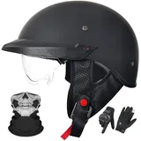 Offener Halbhelm – ECE 22.06-Geprüft, Retro-Helm Für Cruiser, Chopper, Roller, Pilot, Motorrad, Halbhelm Für Damen Und Herren C3,XL/(61~62cm)