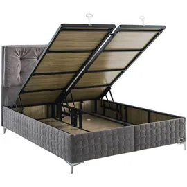 Bambi Sleepure Boxspringbett-Set Waschbarer Bezug Hygiene Fest 31cm H3-H4 – 120 / 200 - Grau