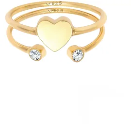 Elli Ring 925 Sterling Silber Herz, Ring Set in Gold | Gr.: 52