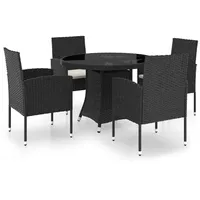 vidaXL 5-tlg Garten-Essgruppe Poly Rattan Schwarz