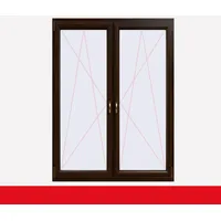 2-flüglige Balkontür Kunststoff Pfosten Mahagoni beiseitig