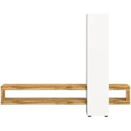 xonox.home Wohnzimmer Samba Wohnwand TV-Möbel Wohnkombination Wohnzimmermöbel Wohnzimmerschrank Möbelkombination Wohnzimmerset in weiß melamin Abs. Wotan Eiche ca. 240x190x35cm