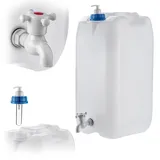 KADAX Wasserkanister mit Ablasshahn, Wasserbehälter mit Wasserauslauf, Kanister mit Integrierter Zapfhahn und Seifenspender, Camping Tank Reisekanister (30 Liter)