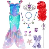 IKALI Mädchen Meerjungfrau Kostüm Kleinkind Kinder Prinzessin Dress Up Kostüm Party Fancy Kleid Outfit mit Stirnband 110