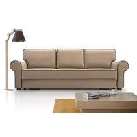 Beautysofa 3-Sitzer BELLO, in Retro-Stil, Bettkasten, Wellenfedern, für Wohnzimmer, Dreisitzer Sofa aus Veloursstoff, inklusive Schlaffunktion braun