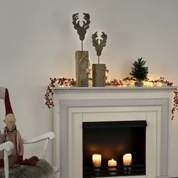 Moritz Holz Deko Rentiere Figur 17x11x65 cm Geweih Kopf aus Holz Verziert Weihnachts Dekoration