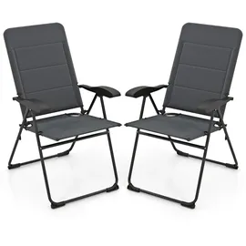 Costway Gartenstuhl 2er Set Grau