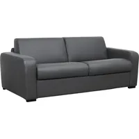 vente-unique Schlafsofa mit Matratze 3-Sitzer - Matratze 14 cm - Leder - Grau - BEVIS