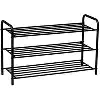 XORA Schuhregal Schwarz, Metall 80x51x30 cm, Garderobe, Schuhaufbewahrung, Schuhregale