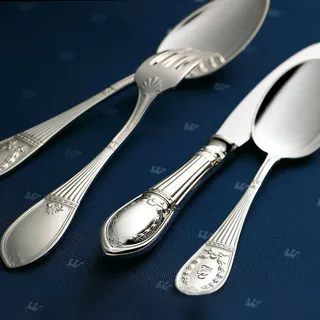 Wilkens Silberbesteck Set Besteck 4-teilig Straßburger Empire in 925 Sterling