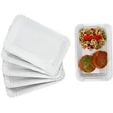 Mambocat 6x Pur Pappteller aus Porzellan 24,5x16cm weiß Servier-Teller Kuchen Burger