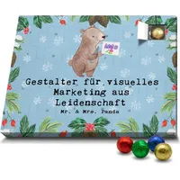 Mr. & Mrs. Panda Schoko Adventskalender Gestalter für visuelles Marketing Leidenschaft - Blau Pastell - Geschenk, Schokoladen Adventskalender, Jub... - Blau