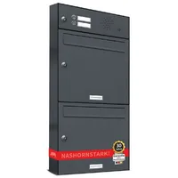 AL Briefkastensysteme 2er Premium Briefkastenanlage Anthrazit inkl. Zeitungsfach