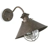 FARO Außenwandleuchte Glas Metall 26,0 cm dimmbar rostbraun