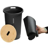 Ondis24 Pelletbehälter & Schaufel Set Aufbewahrungsbehälter für Pellets mit Deckel aus Holz und praktischem Sichtfenster