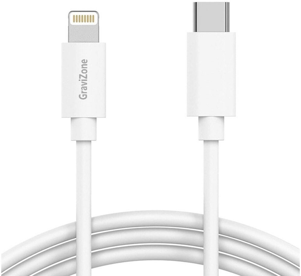 Gravizone Für Apple iPhone/iPad Ladekabel USB C Kabel 1 Meter Lang Smartphone-Kabel, Usb Typ C, iPhone Stecker (für IOS, 8-Pin) weiß