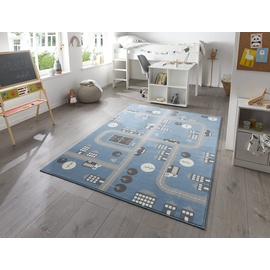 HANSE HOME Teppich »Town«, rechteckig, Kurzflor, Kinderteppich, Spielteppich, Straßen Design, Kinderzimmer blau