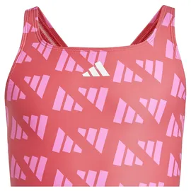 adidas Logo Graphic V-Back Kids Badeanzug Semi Lucid Red / Lucid Pink 164    