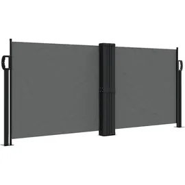 vidaXL Seitenmarkise Ausziehbar 100 x 600 cm Grau Polyester