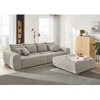 Big-Sofa JOCKENHÖFER GRUPPE "Moldau" Sofas Gr. B/H/T: 306cm x 83cm x 134cm, Feincord, grau (mittelgrau) Inklusive loser Rücken- und Zierkissen, frei im Raum stellbar