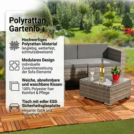MuCoLa Polyrattan Lounge-Set 5-tlg. grau