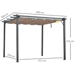 Outsunny - Pergola - 300Lx300Wx223Hcm - Kohlegrau+Kaffeebraun