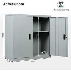 Woltu Aktenschrank 90 x 92,5 x 40 cm grau