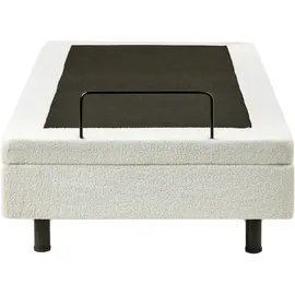 Beliani Verstellbares Bett ohne Kopfteil Bouclé DUKE 90 x 200 cm Cremeweiß